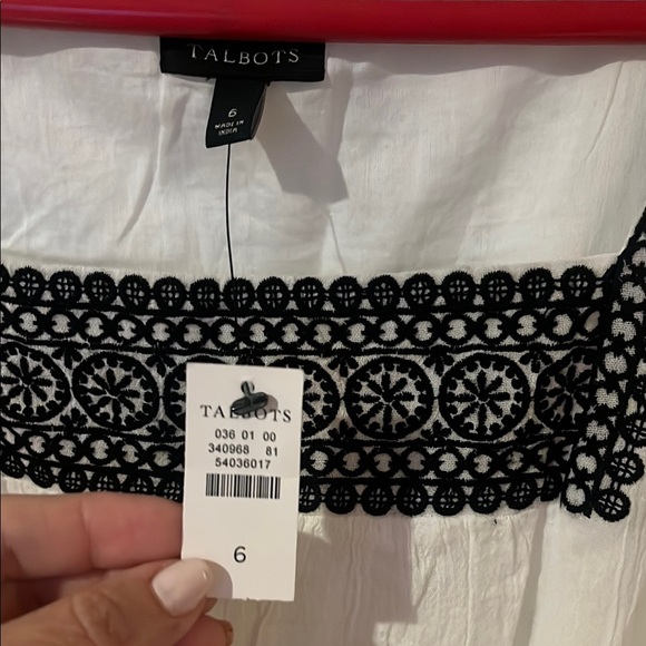 Talbots white sundress with black detail size 6 - Picture 7 of 10
